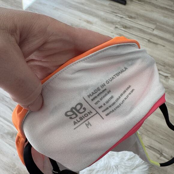 Womens Albion Neon Colorblock Triangle Padded Swim Suit Top Medium - Picture 4 of 5